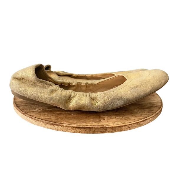 J.Crew Womens Size 7 Ballet Flats Gold Glitter Basic Casual Scrunch Slip On - Picture 2 of 12